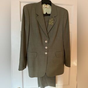 Escada Olive Green Button-Front Pantsuit